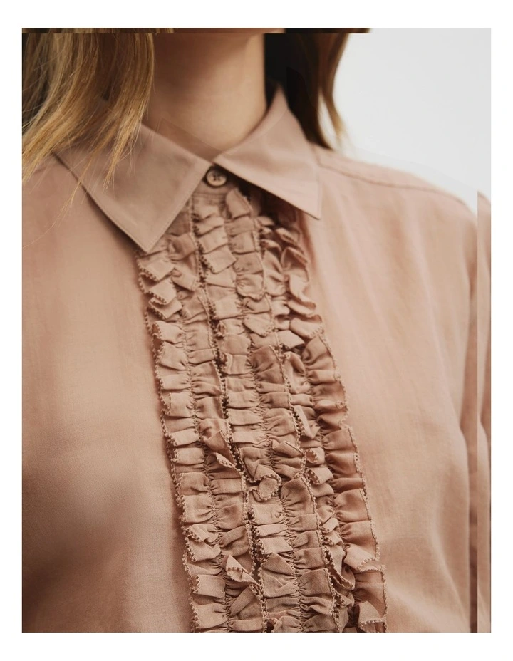 Ruffle Organza Shirt in Nutmeg image 3