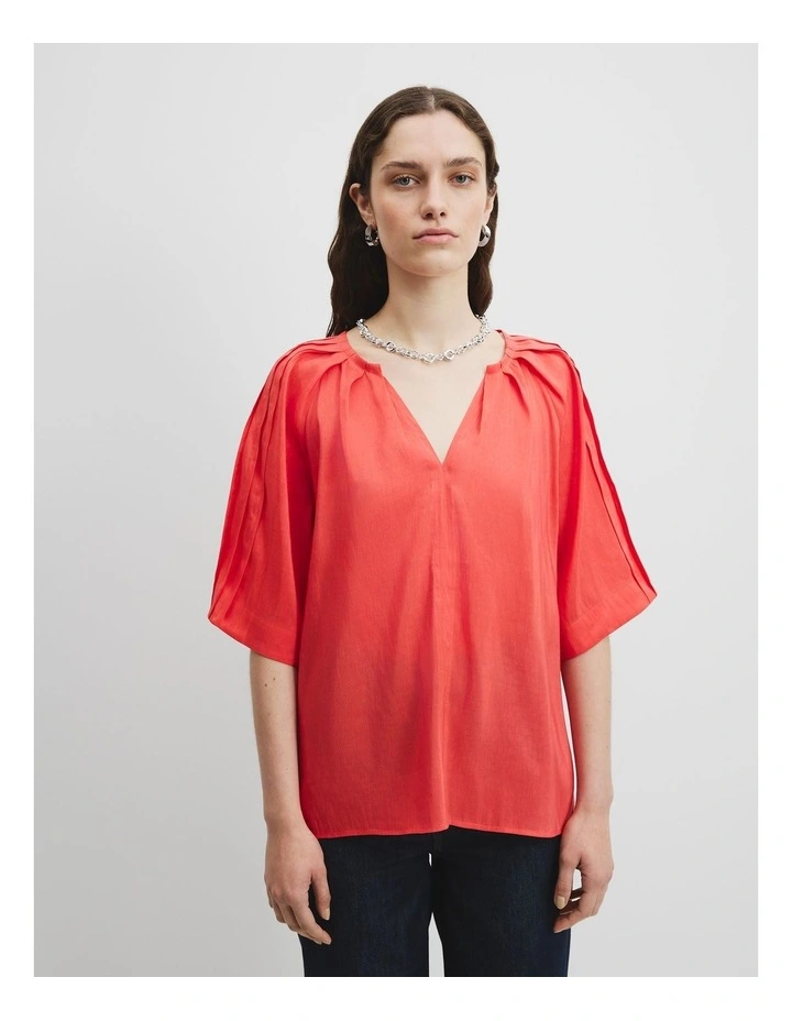 Short Sleeve Soft Popover in Ruby image 1