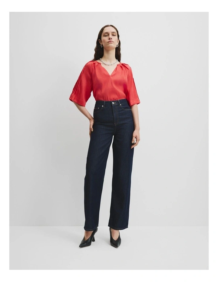 Short Sleeve Soft Popover in Ruby image 3