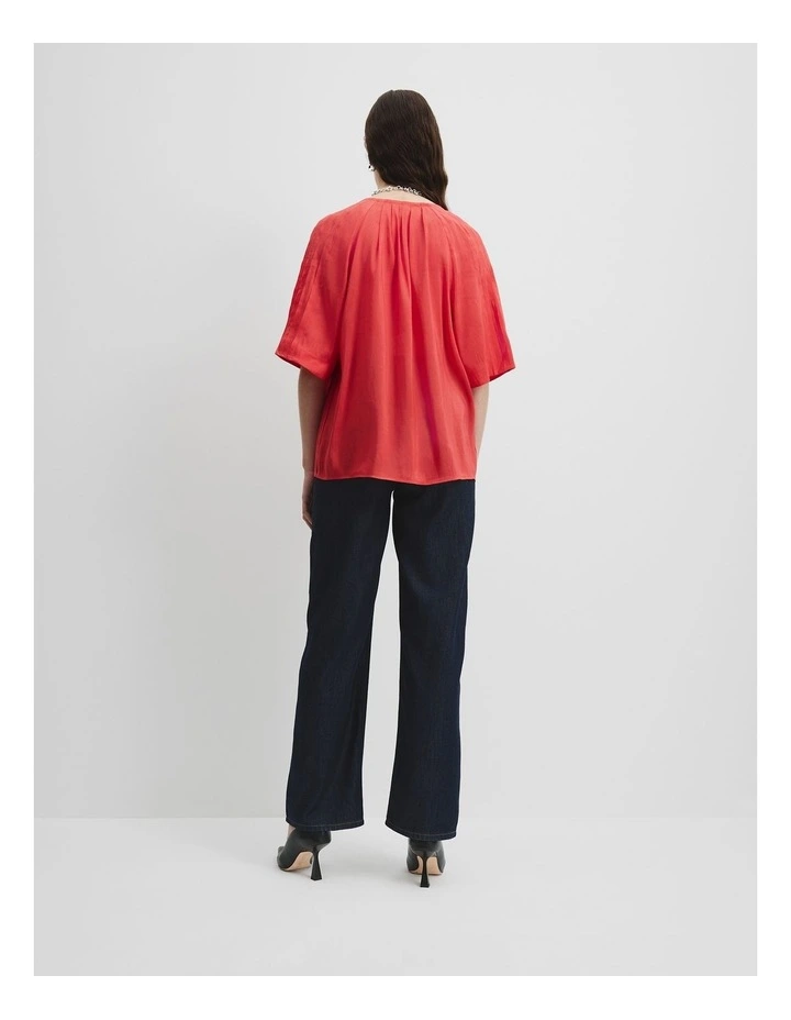 Short Sleeve Soft Popover in Ruby image 4