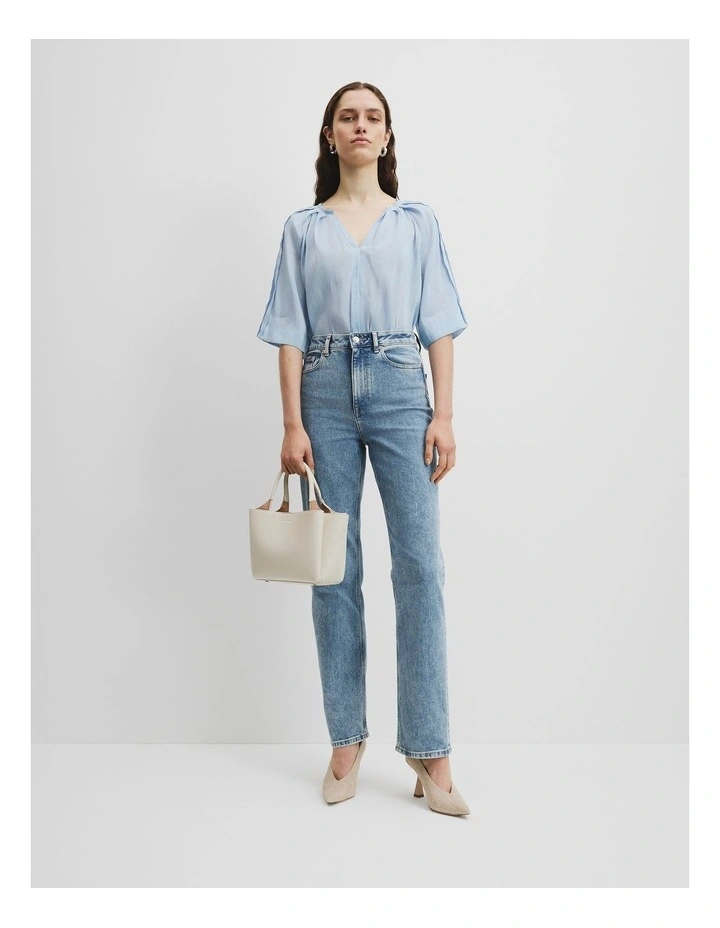 Short Sleeve Soft Popover in Smoke Blue image 1