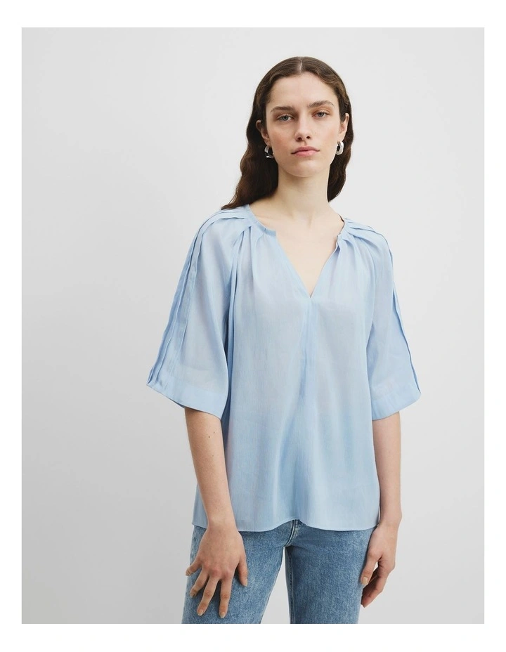 Short Sleeve Soft Popover in Smoke Blue image 2