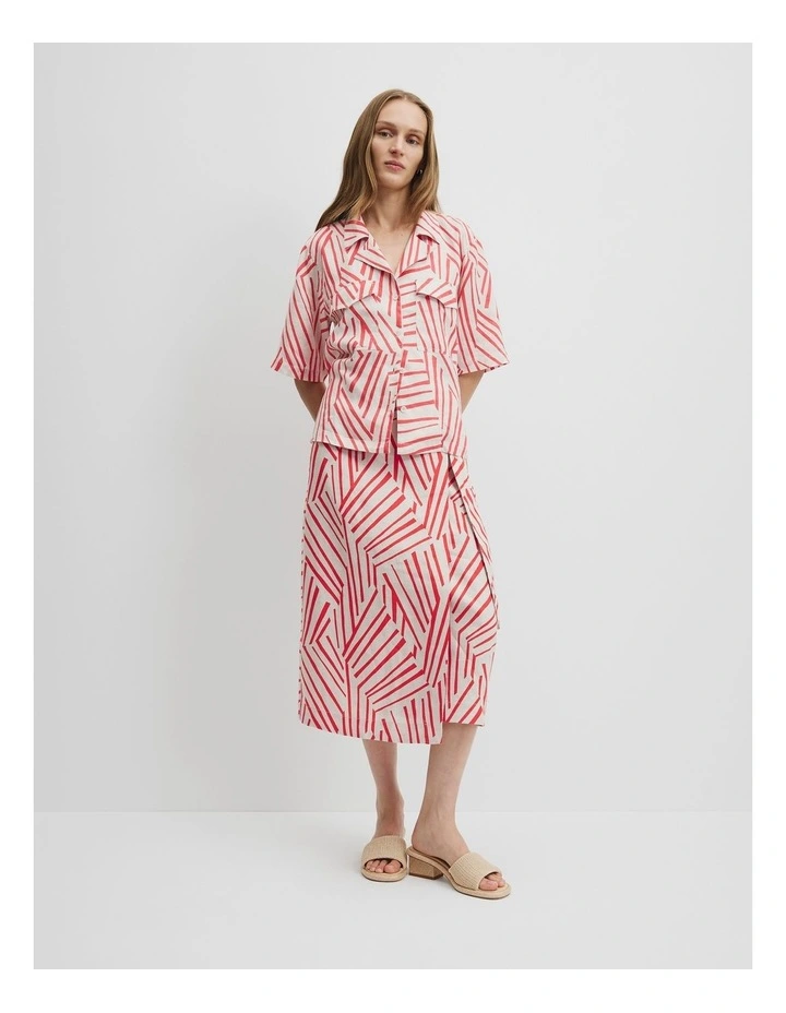 Organically Grown Linen Pocket Detail Shirt in Spliced Stripe image 1
