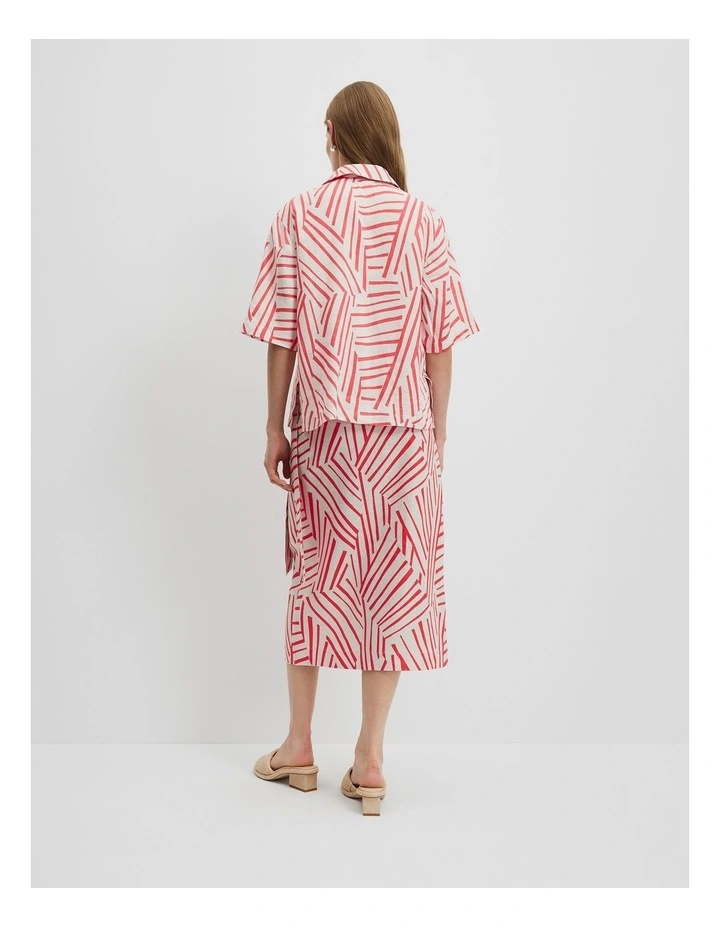 Organically Grown Linen Pocket Detail Shirt in Spliced Stripe image 4
