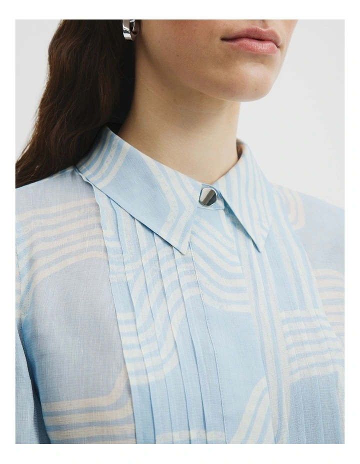 Print Pintuck Detail Shirt in Organic Geo image 2