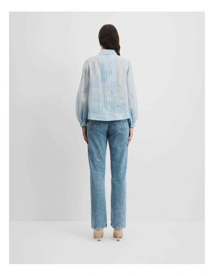 Print Pintuck Detail Shirt in Organic Geo image 4