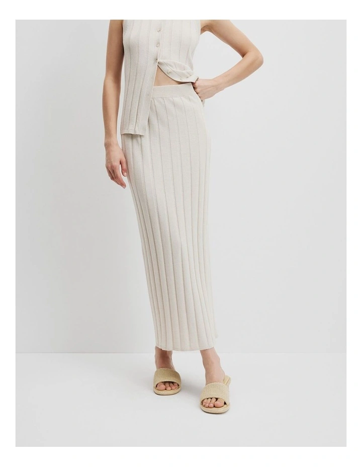 Organically Grown Cotton Linen Knit Skirt in Sand image 1