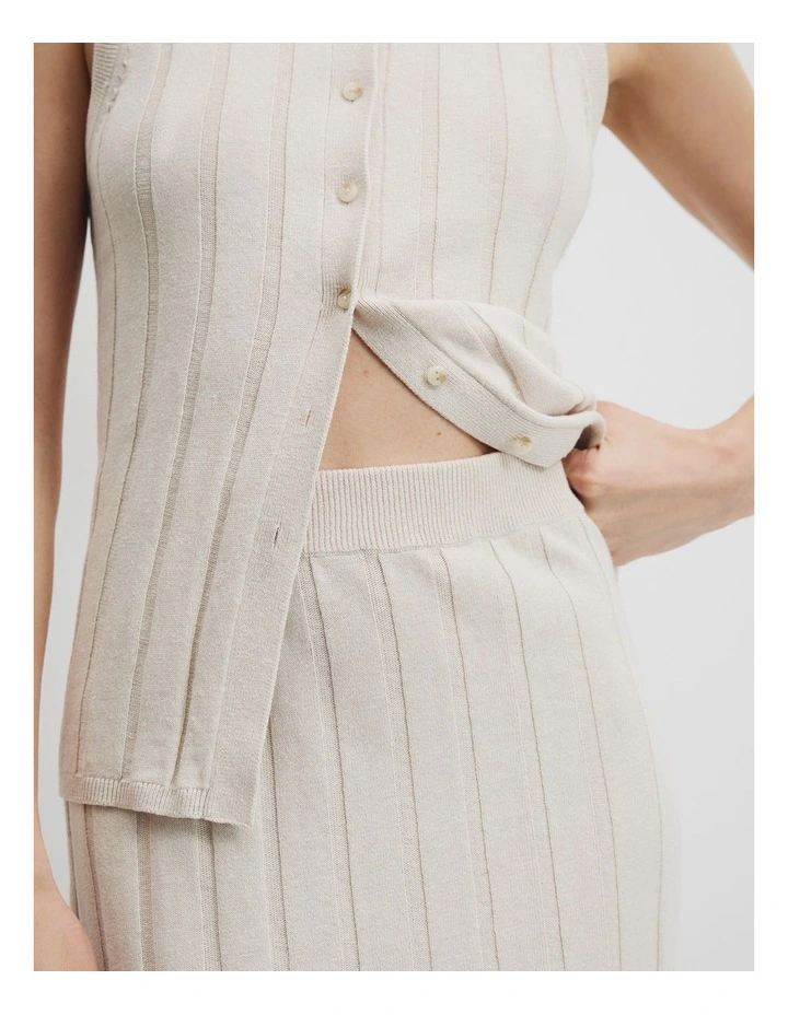 Organically Grown Cotton Linen Knit Skirt in Sand image 2