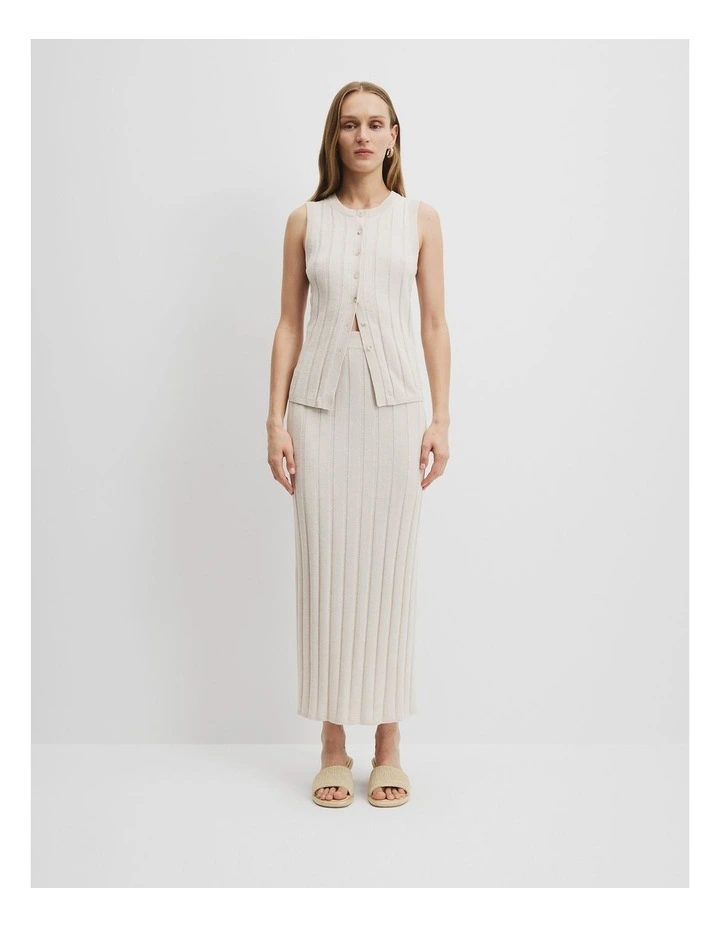 Organically Grown Cotton Linen Knit Skirt in Sand image 3