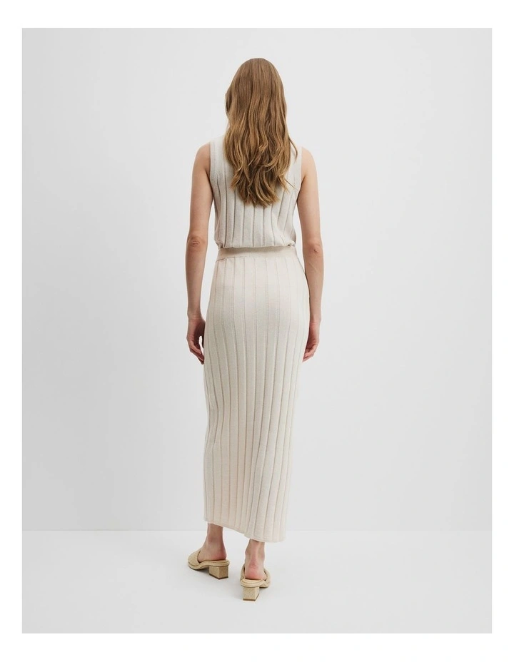 Organically Grown Cotton Linen Knit Skirt in Sand image 4