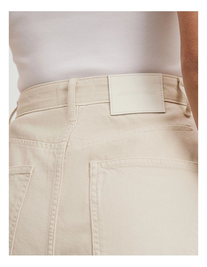 Side Split Denim Skirt in Pebble image 3