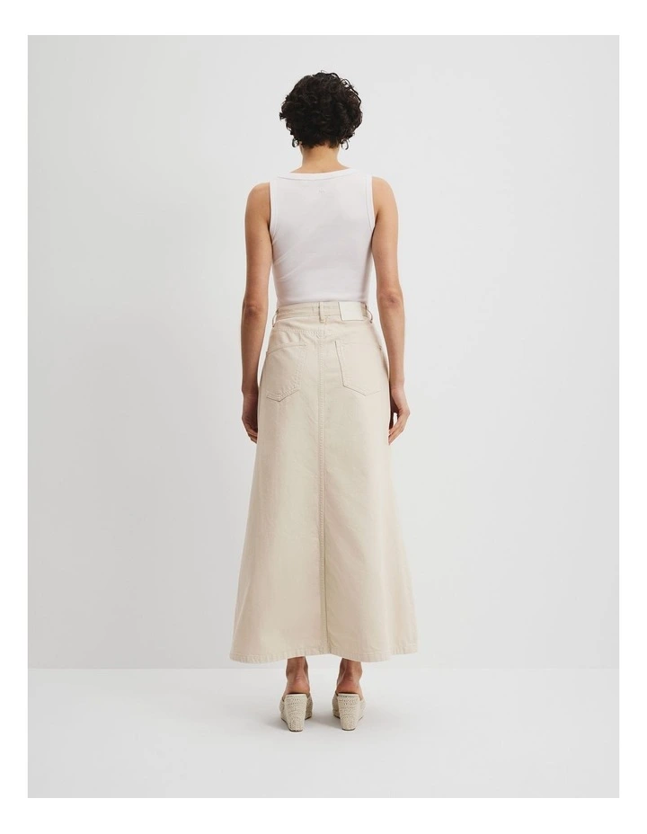 Side Split Denim Skirt in Pebble image 4