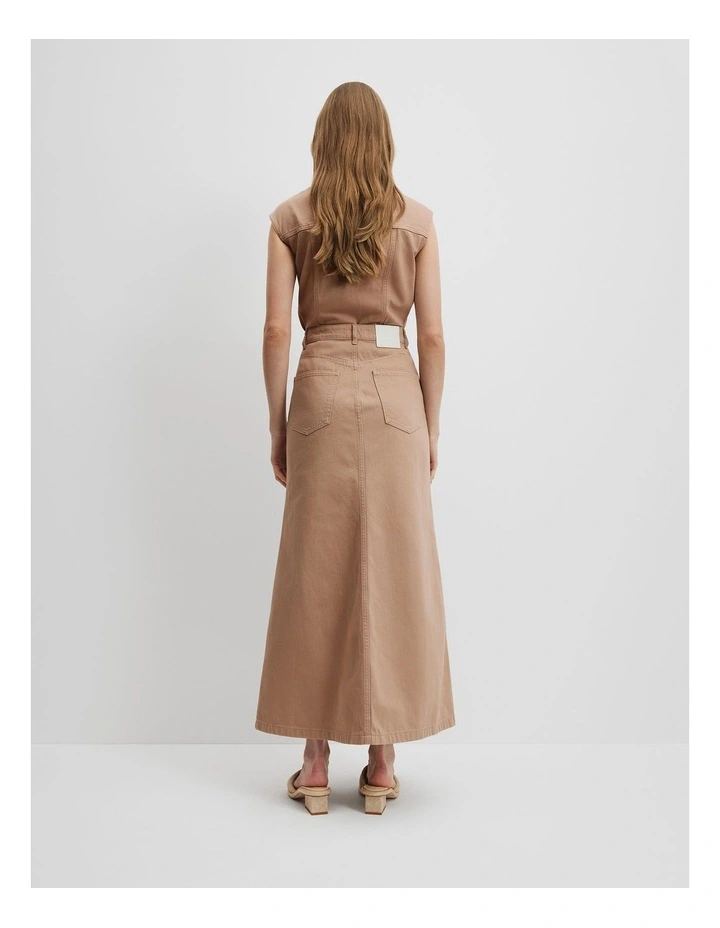 Denim Maxi Skirt in Nougat image 4