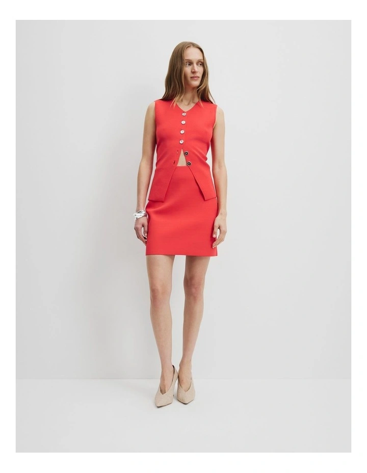 Compact Knit Mini Skirt in Ruby image 1