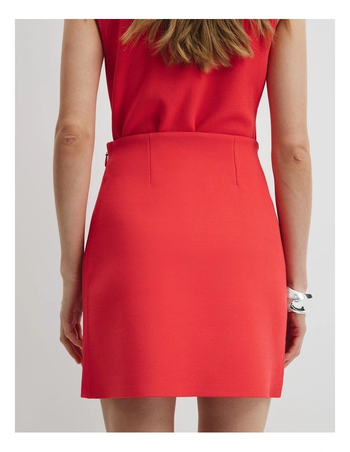 Compact Knit Mini Skirt in Ruby image 3