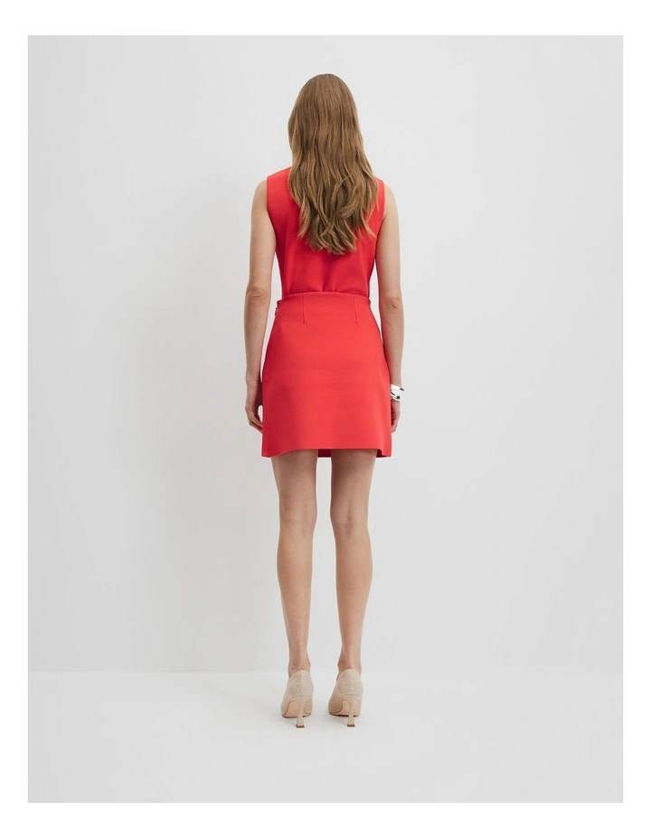 Compact Knit Mini Skirt in Ruby image 4