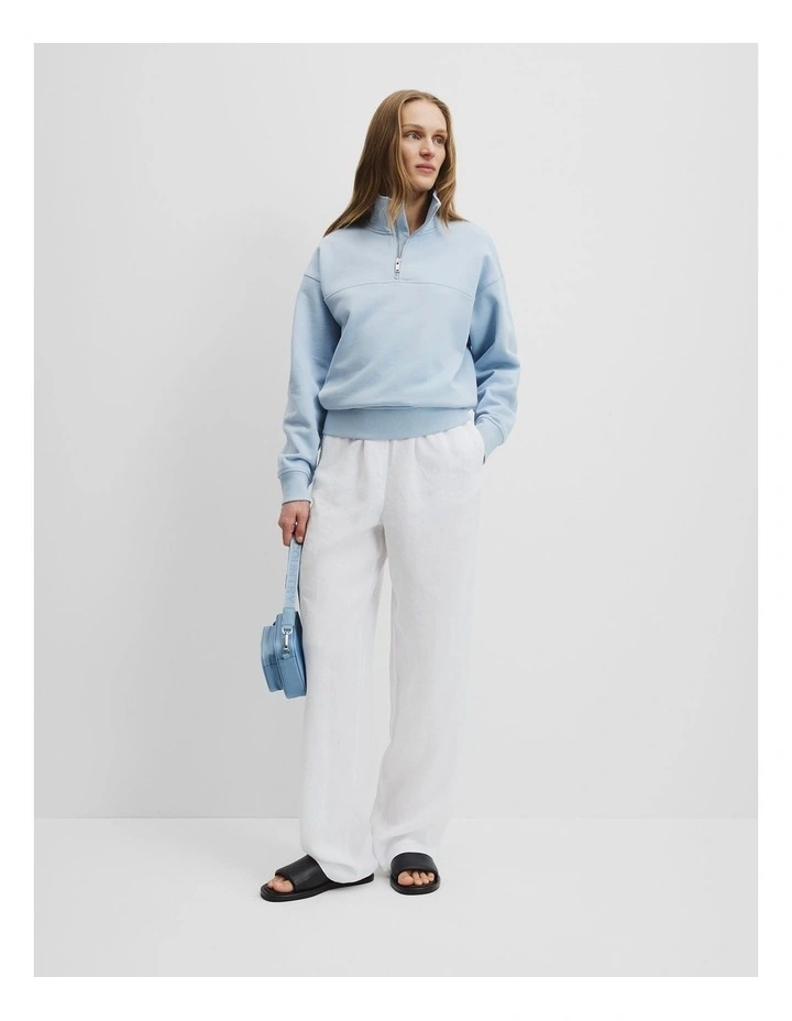 Australian Cotton Zip Collar Sweat in Smoke Blue image 3