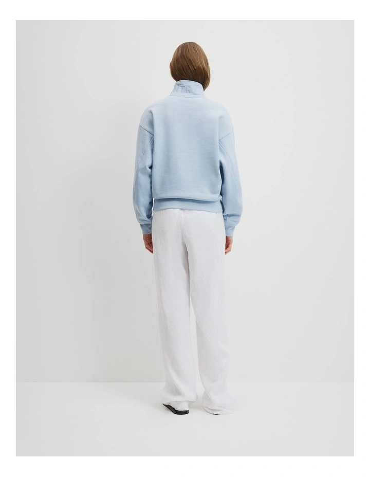 Australian Cotton Zip Collar Sweat in Smoke Blue image 4