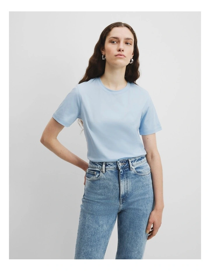 Mercerised Slim T-shirt in Smoke Blue image 1