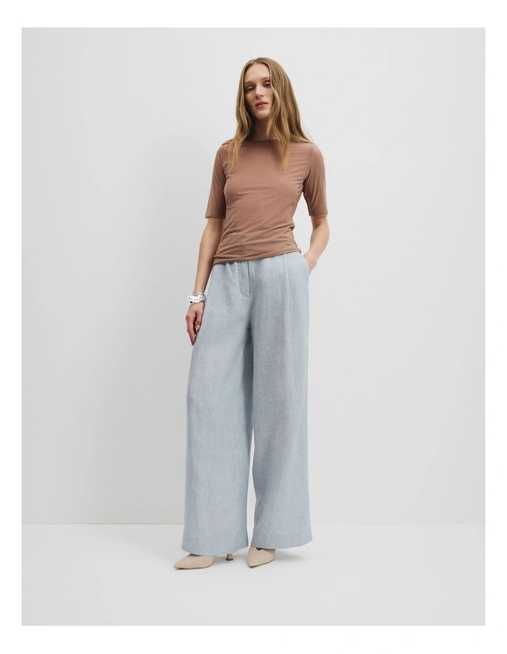 Mesh Half Sleeve Top in Nutmeg image 1