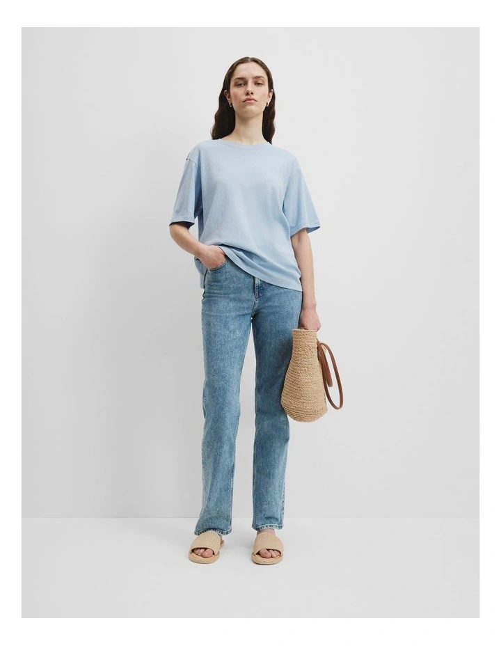 Australian Cotton Short Sleeve Relaxed T-Shirt in Smoke Blue image 1