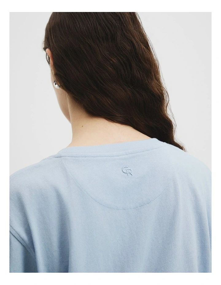 Australian Cotton Short Sleeve Relaxed T-Shirt in Smoke Blue image 2
