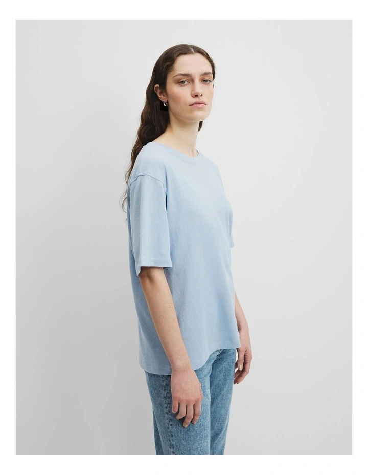 Australian Cotton Short Sleeve Relaxed T-Shirt in Smoke Blue image 3