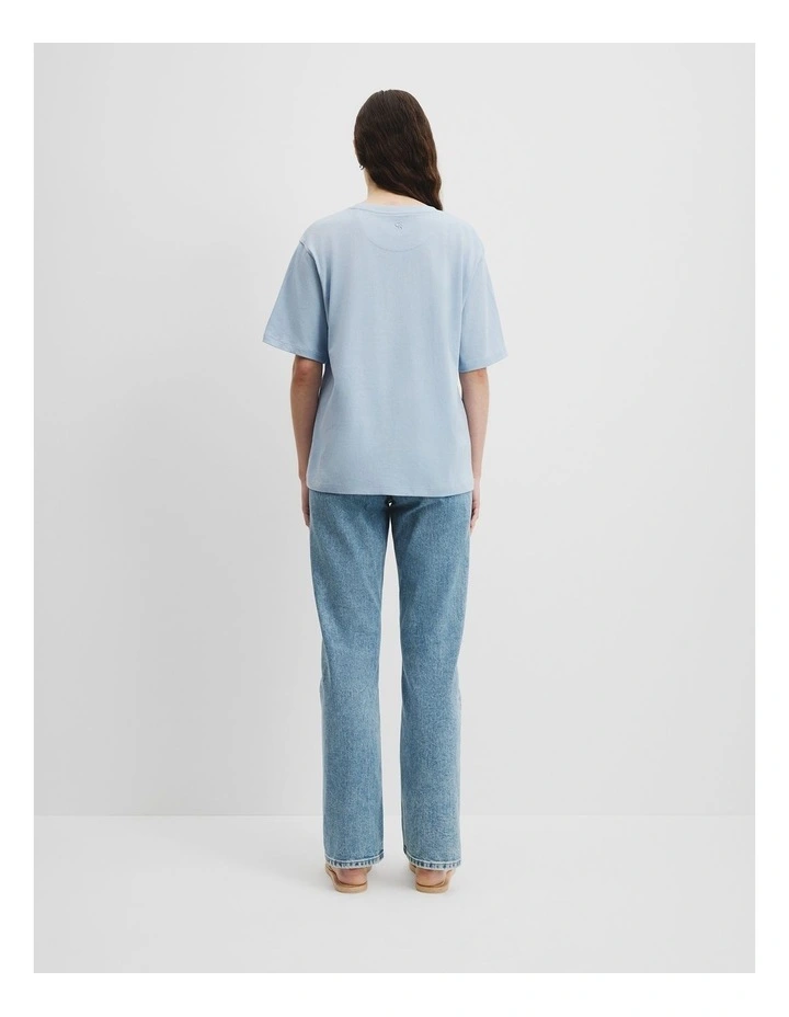 Australian Cotton Short Sleeve Relaxed T-Shirt in Smoke Blue image 4