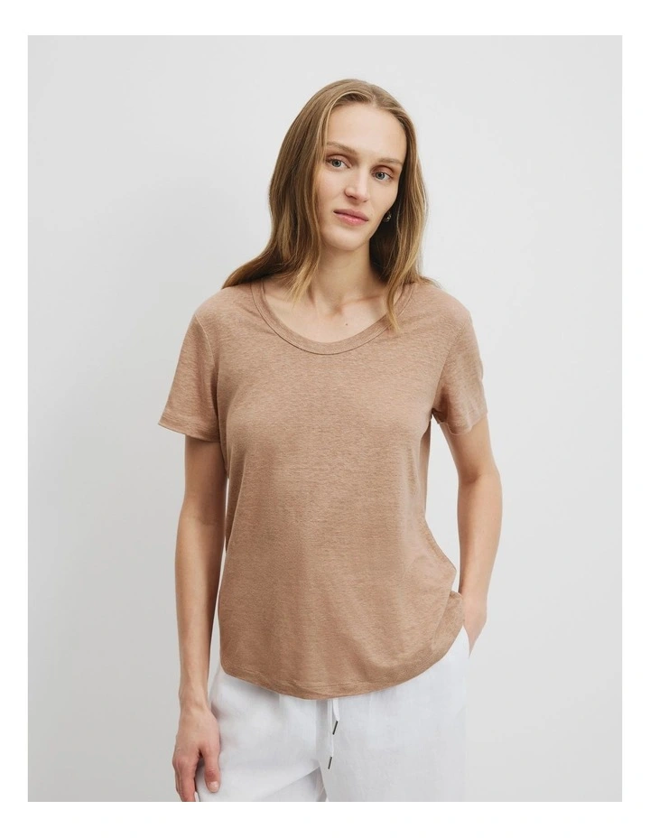 Linen Jersey T-shirt in Nougat image 1