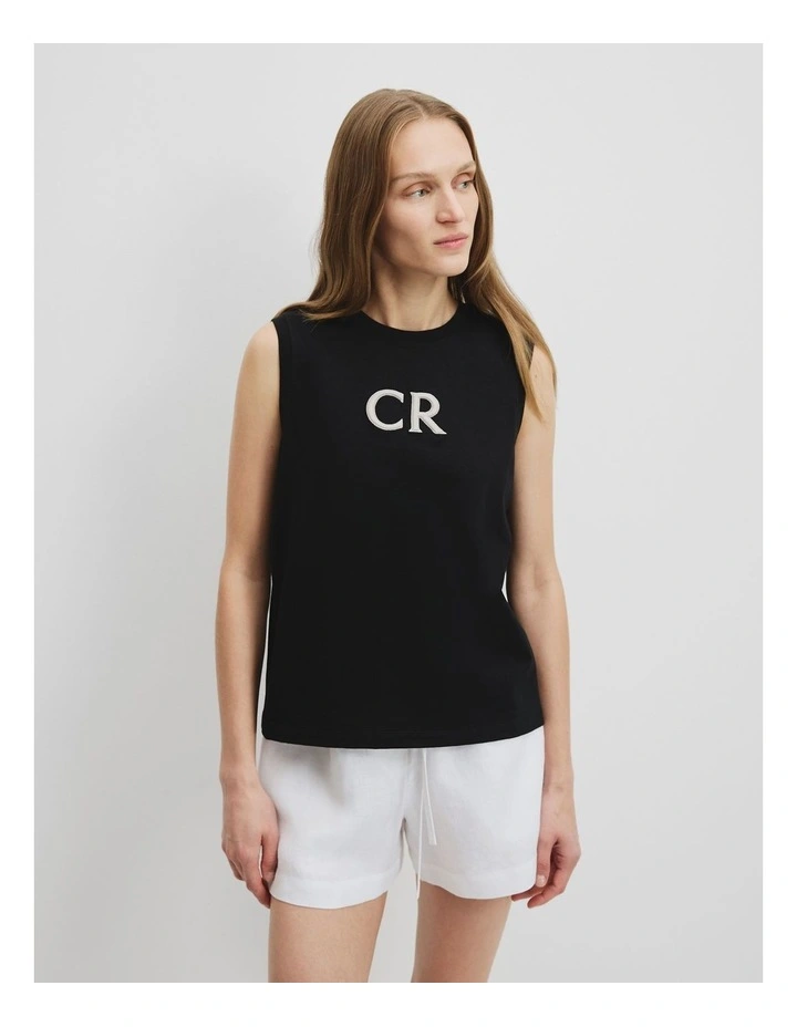 Australian Cotton CR Logo Tank in Black image 1