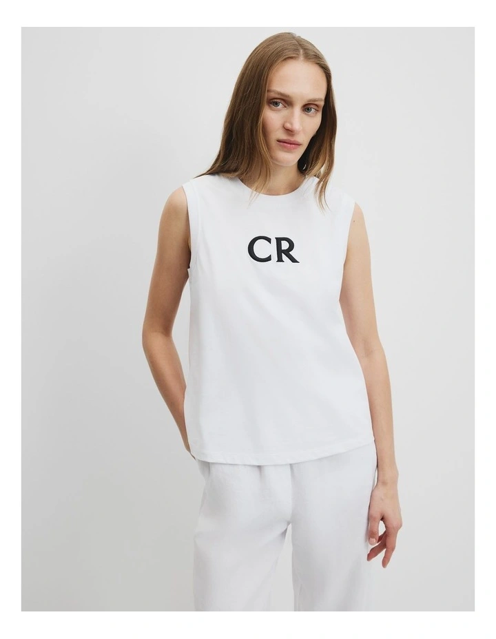 Australian Cotton Logo Tank in White image 3