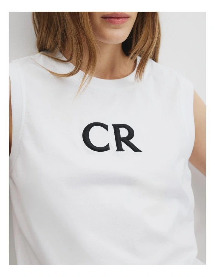 Australian Cotton Logo Tank in White image 4