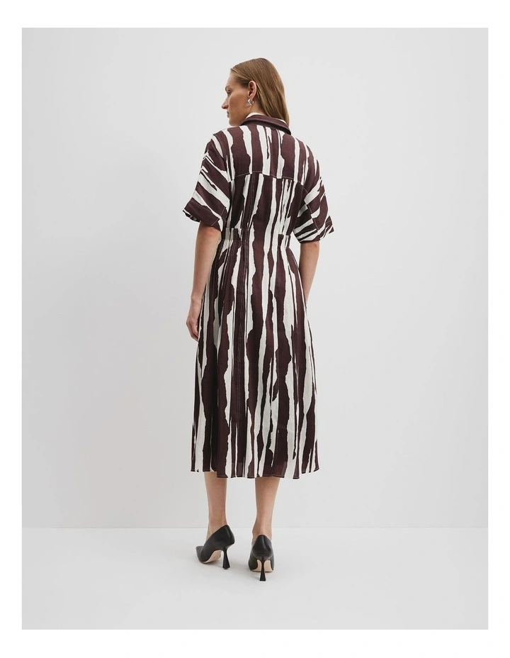 Print Cinched Shirt Dress in Abstract Zebra Print image 4