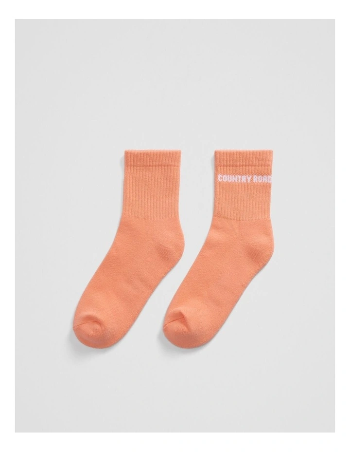 Australian Cotton Blend Cr Sport Quarter Crew Sock in Melon image 1