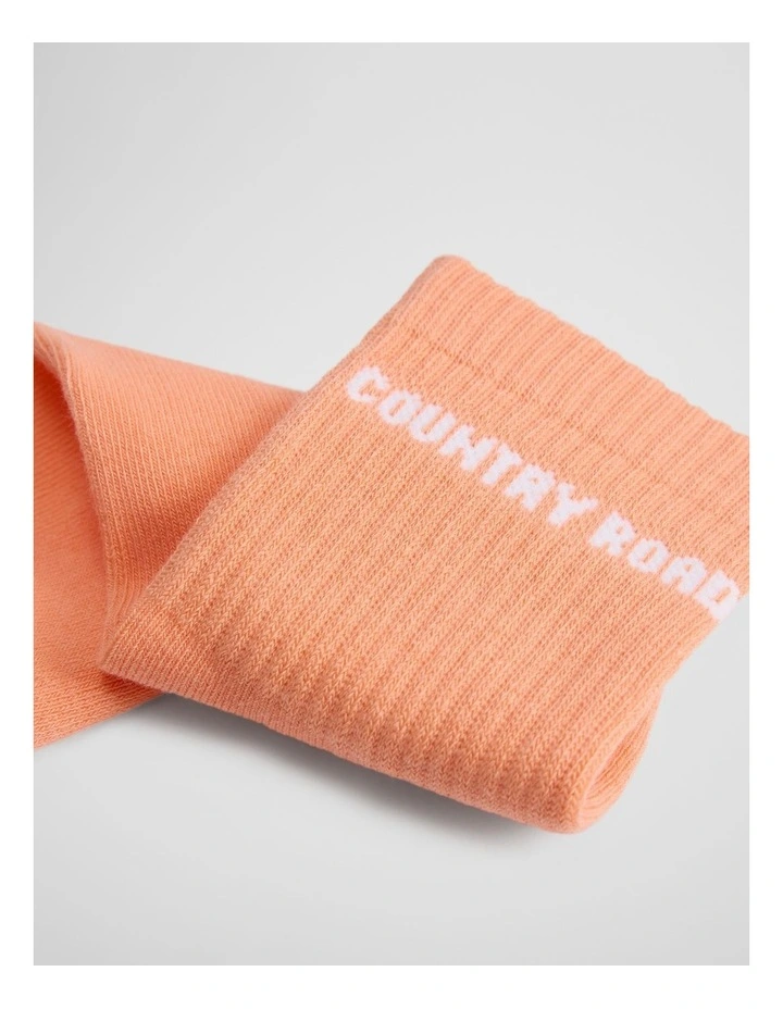 Australian Cotton Blend Cr Sport Quarter Crew Sock in Melon image 2