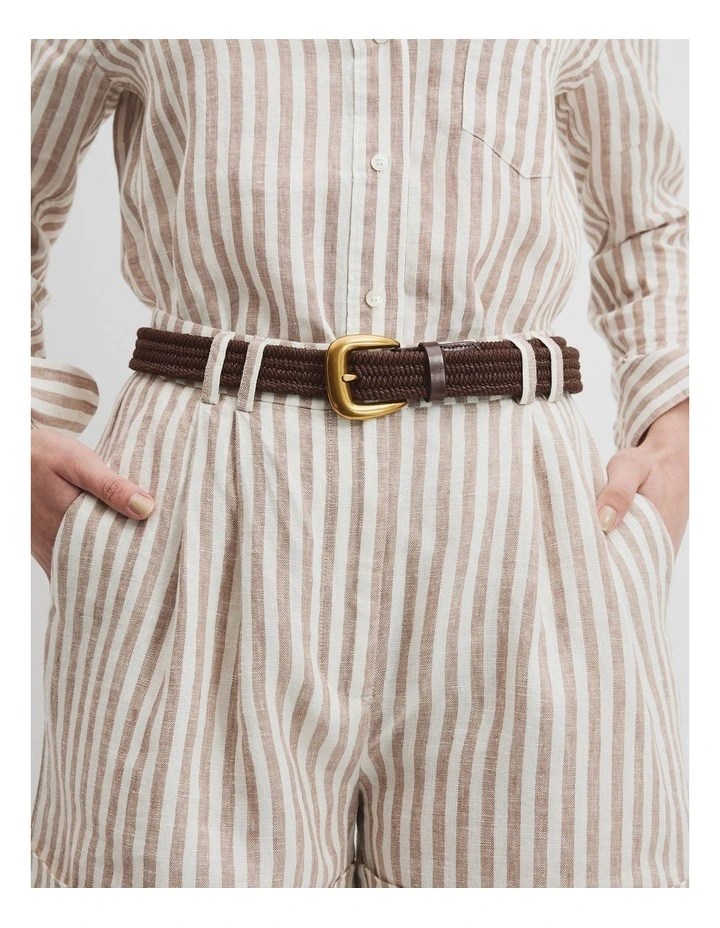 Mid Braided Belt in Chocolate image 2