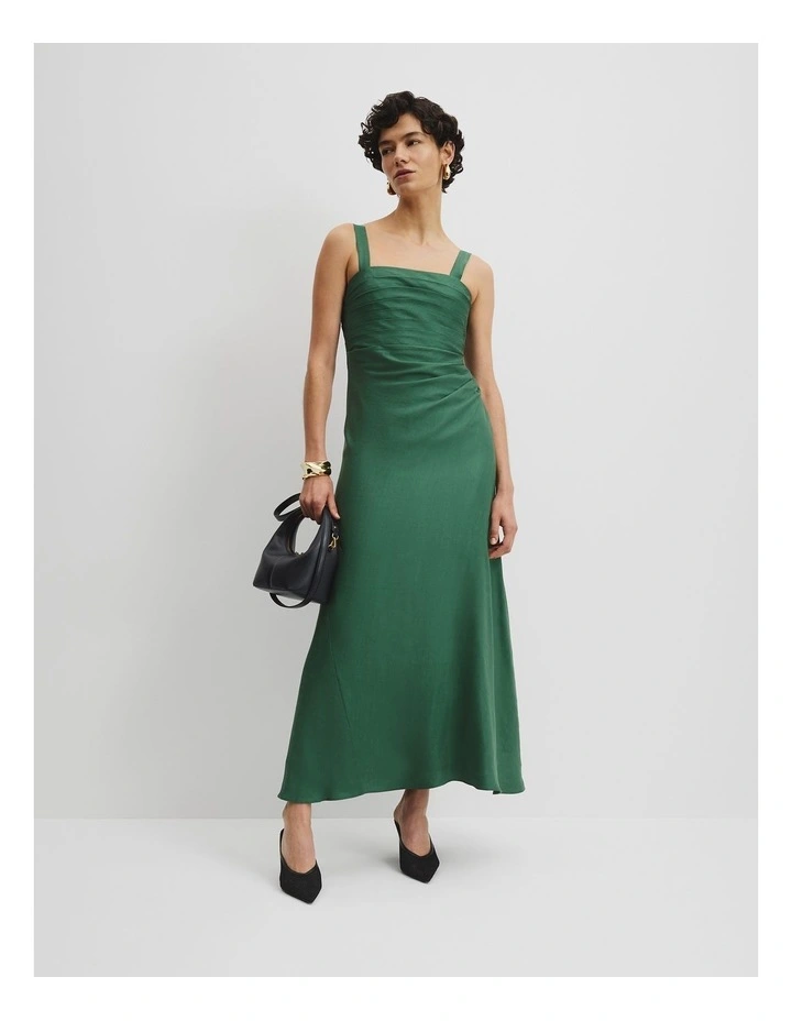 Tucked Slip Dress in Pine image 1