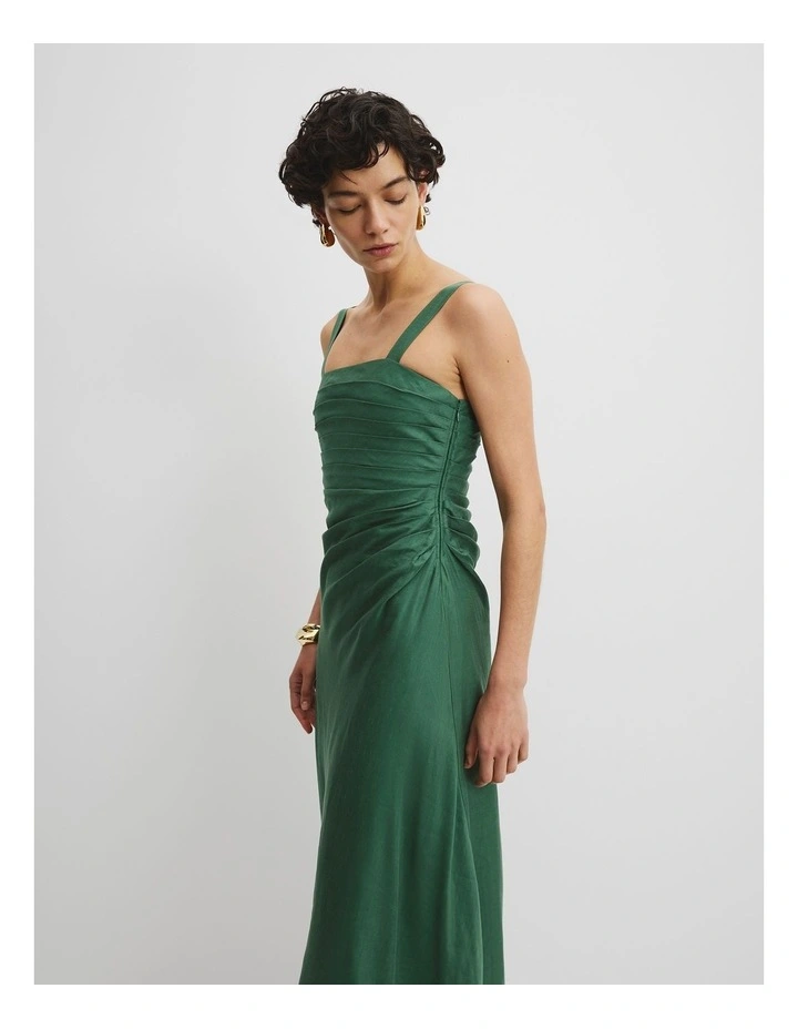 Tucked Slip Dress in Pine image 2