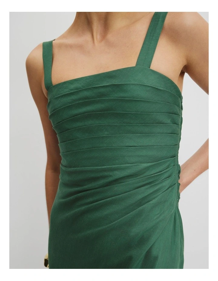 Tucked Slip Dress in Pine image 3