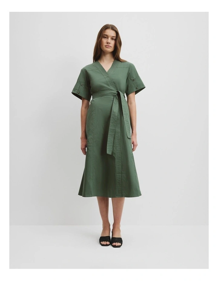Utility Shirt Midi Dress in Pine image 1