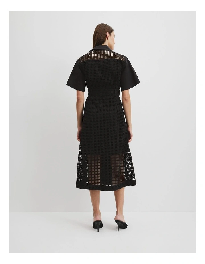 Utility Mesh Midi Dress in Black image 4