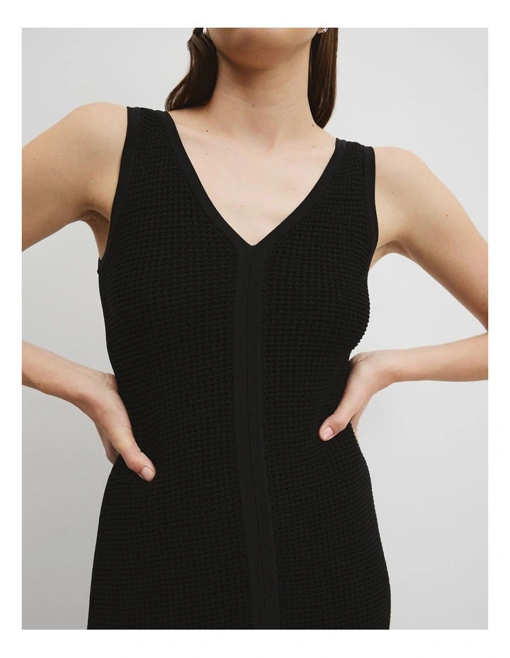 Australian Cotton V-Neck Crochet Dress in Black image 2