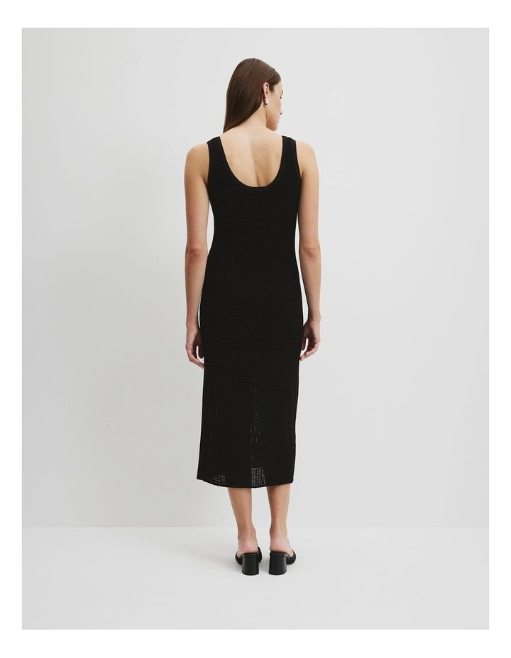 Australian Cotton V-Neck Crochet Dress in Black image 4