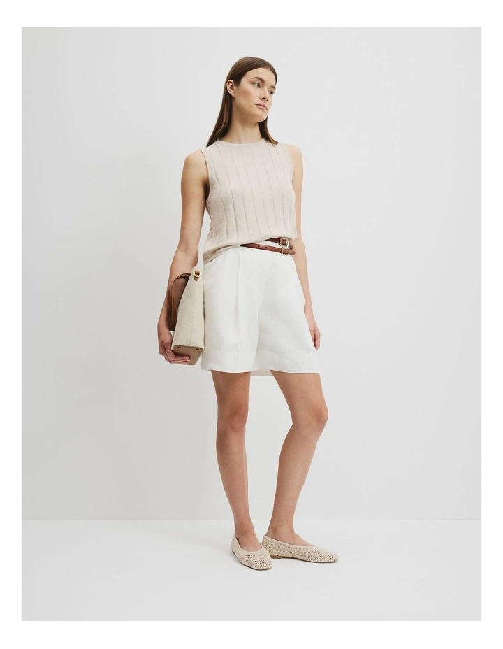 Organically Grown Cotton Linen Tank in Sand image 1
