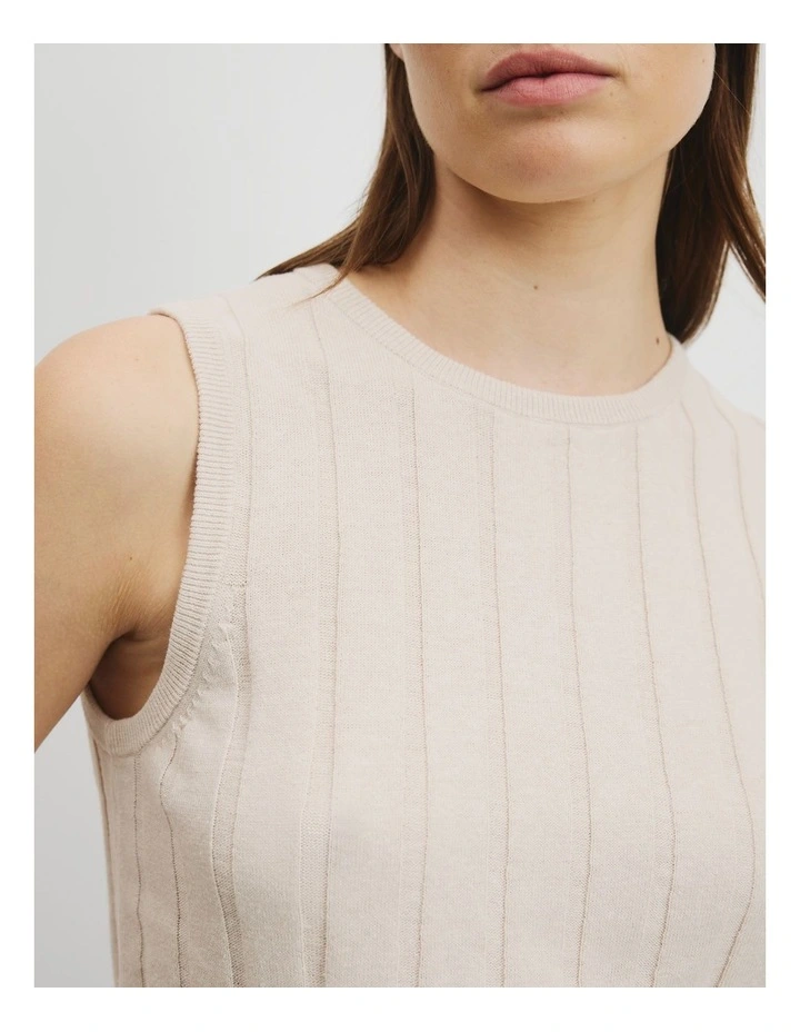 Organically Grown Cotton Linen Tank in Sand image 3