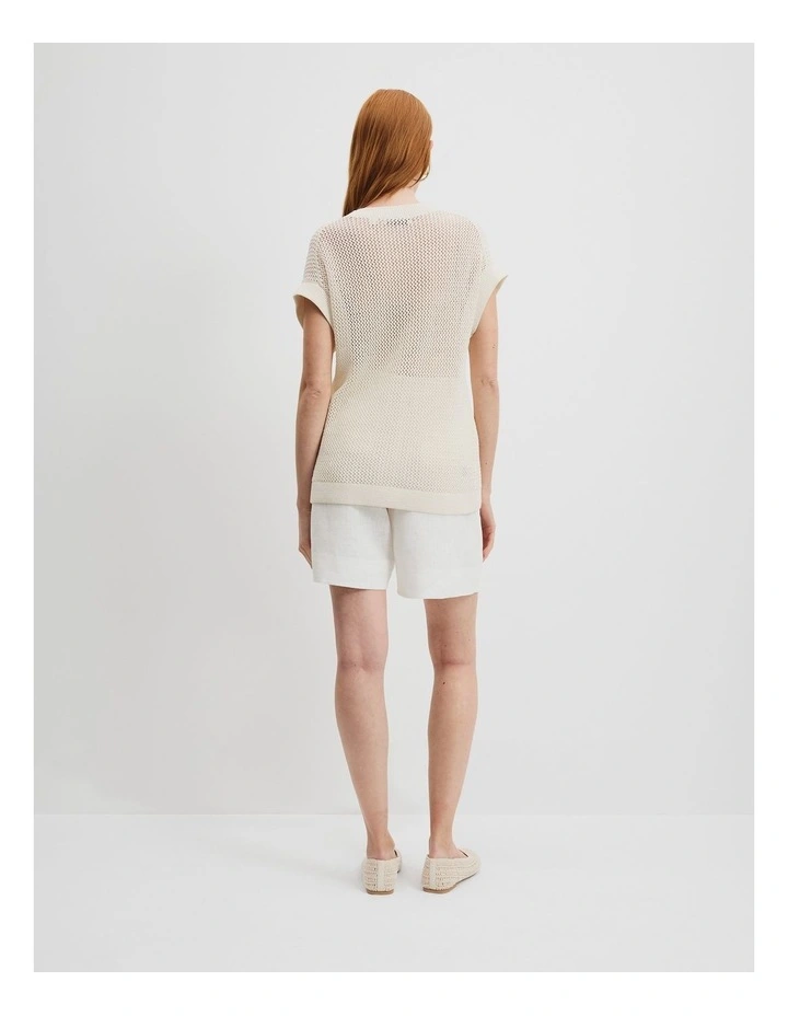 Crochet Knit T-shirt in Antique White image 5