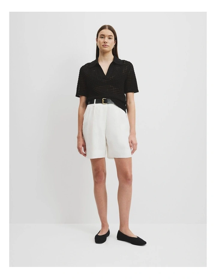 Australian Cotton Textured Knit Polo in Black image 3