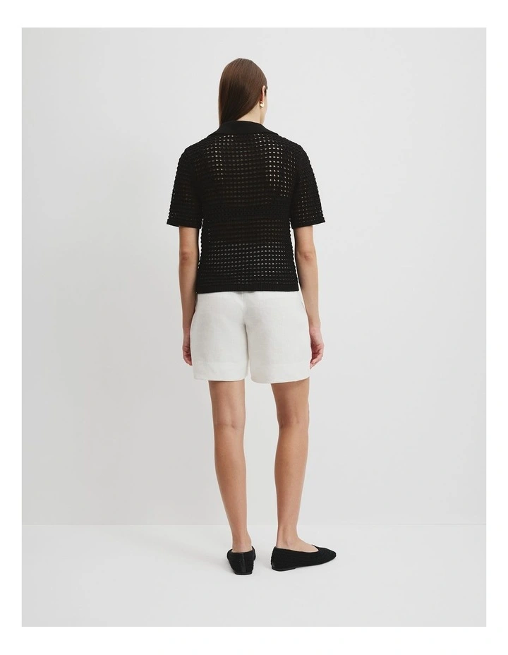 Australian Cotton Textured Knit Polo in Black image 4