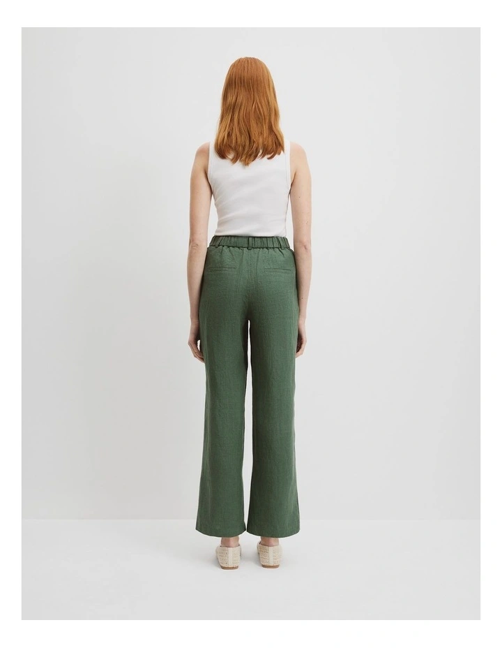 Organically Grown Linen Tuck Front Pant in Pine image 4