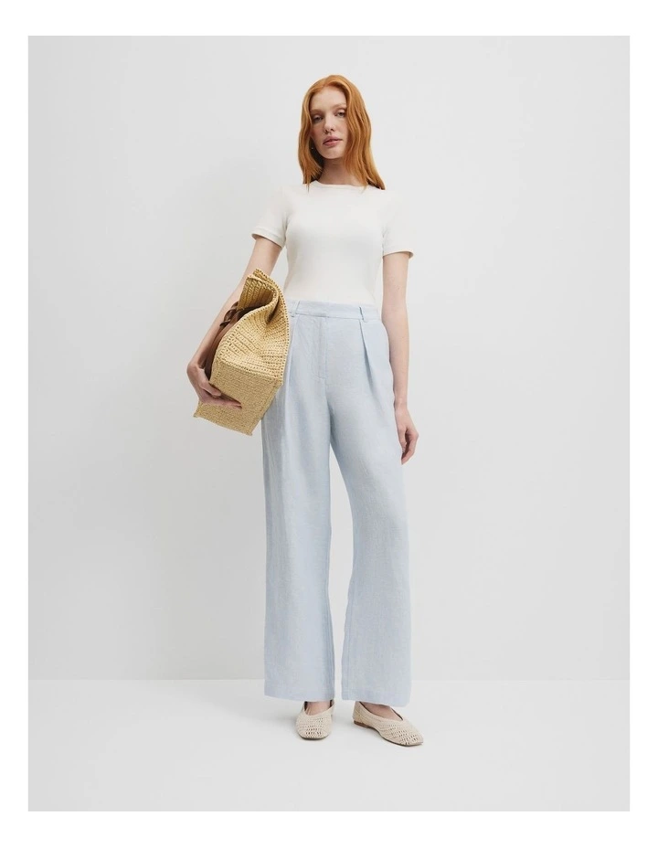 Organically Grown Linen Tuck Front Pant in Chambray Blue image 1